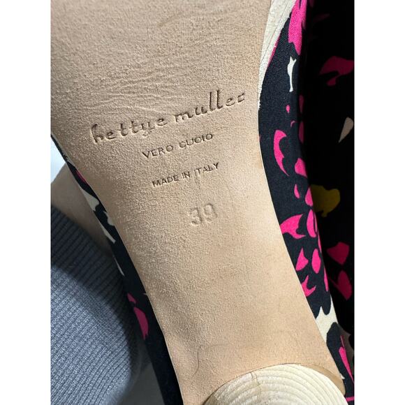 Bettye Muller Made In Italy Floral 4.5" Peep Toe Heels Size 39 - Picture 4 of 8